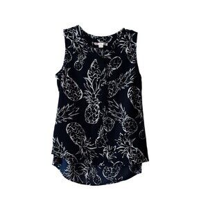 Women C&E Navy Blue Pineapple Blouse- Size S